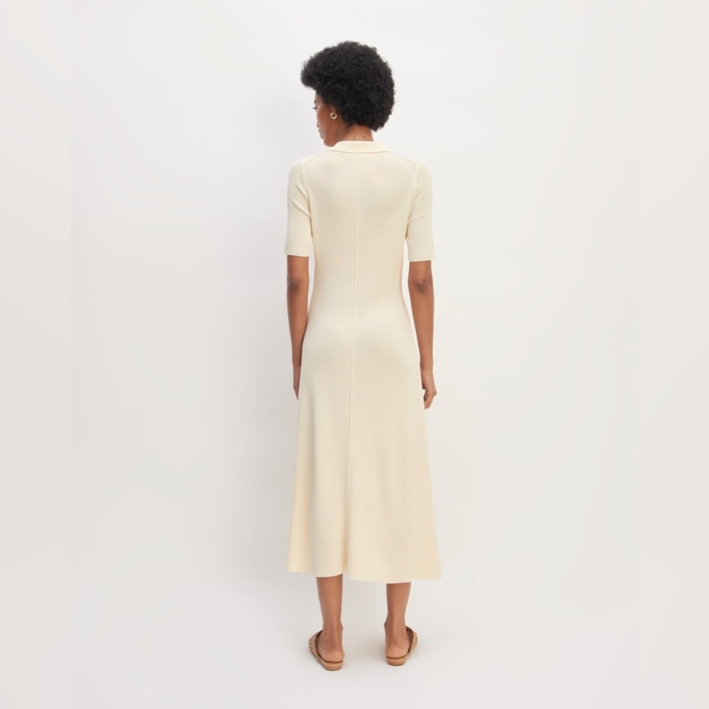 Everlane Women’s Classic Viscose Knit V-Neck Polo Midi Dress Beige Size Small - Picture 12 of 13